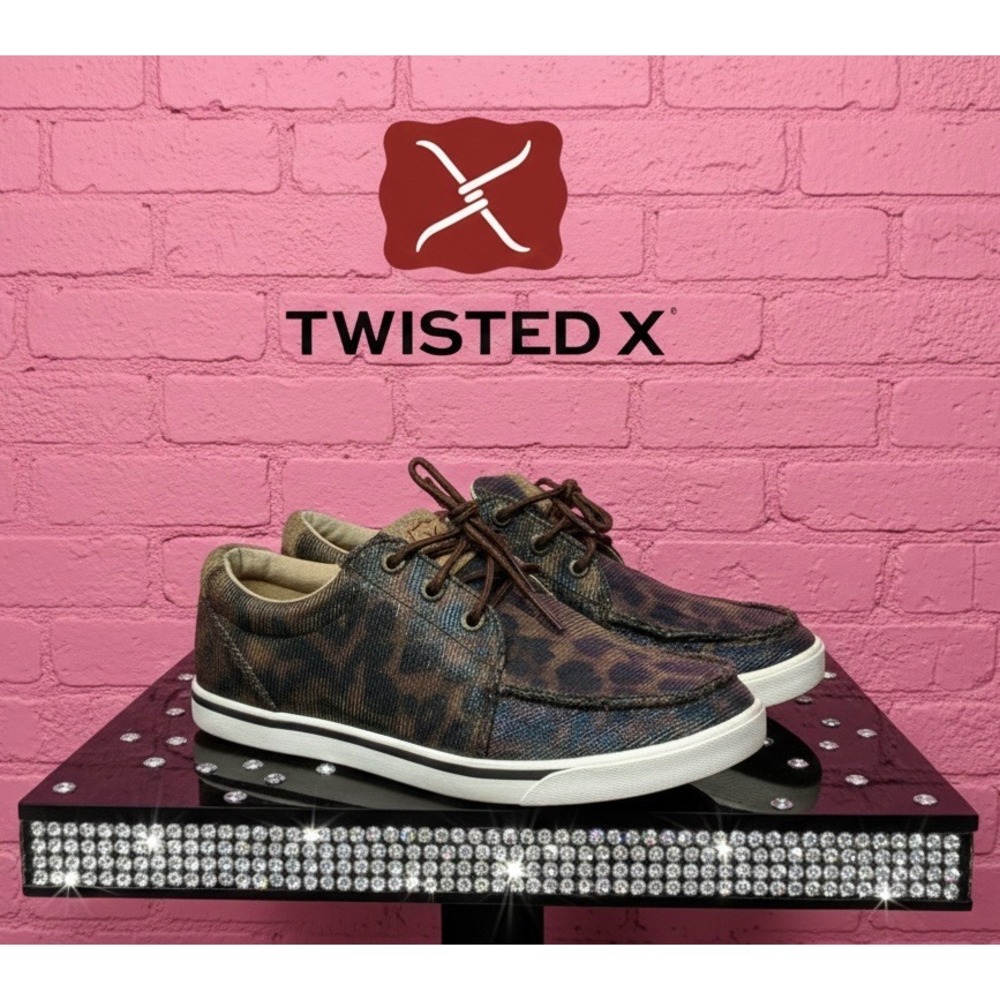 🔥Twisted X 🖤🤎🖤Leopard Print Metallic‎ Shimmer sparkle Moccasin Sneaker 7.5